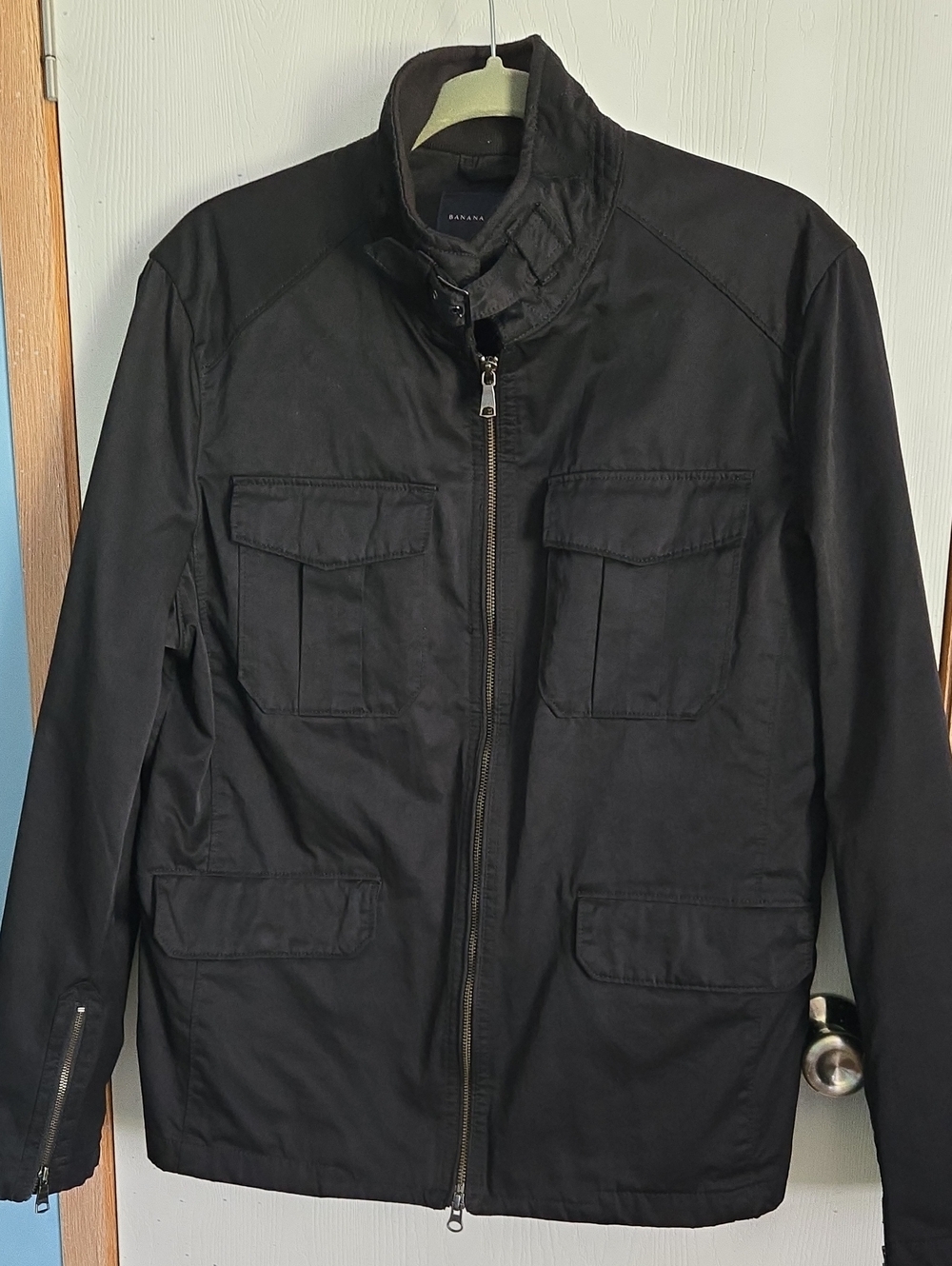 Banana Republic Black Utility Field Jacket with Stand Collar Size M